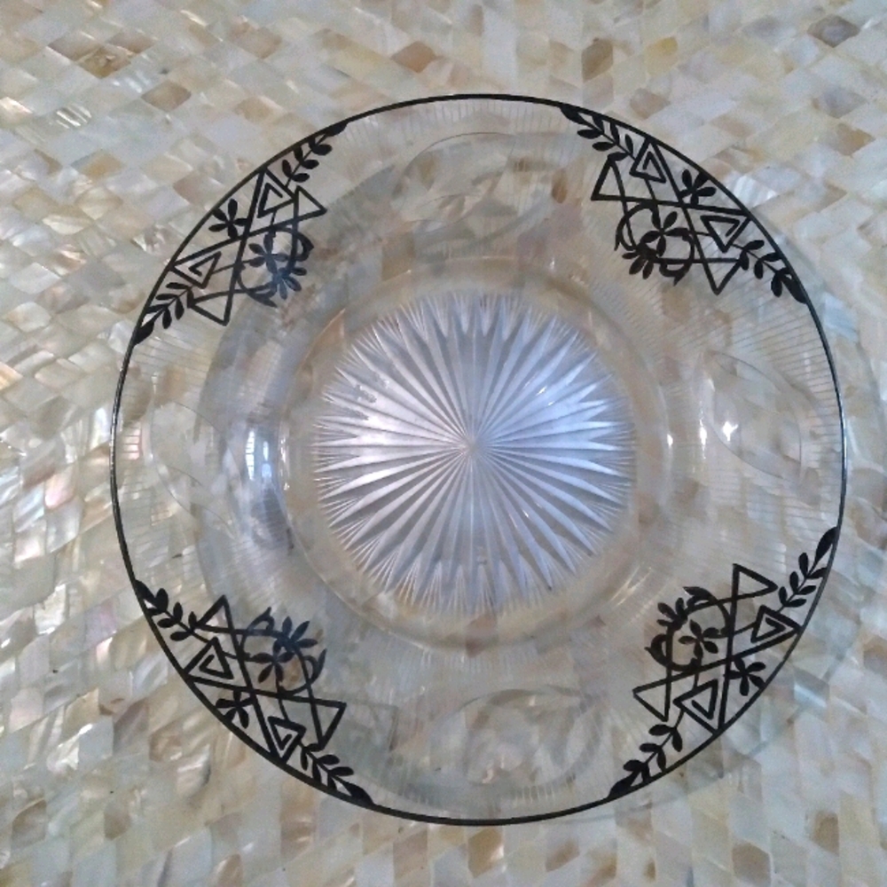 Vintage Cut Glass Silver Deposit Plate